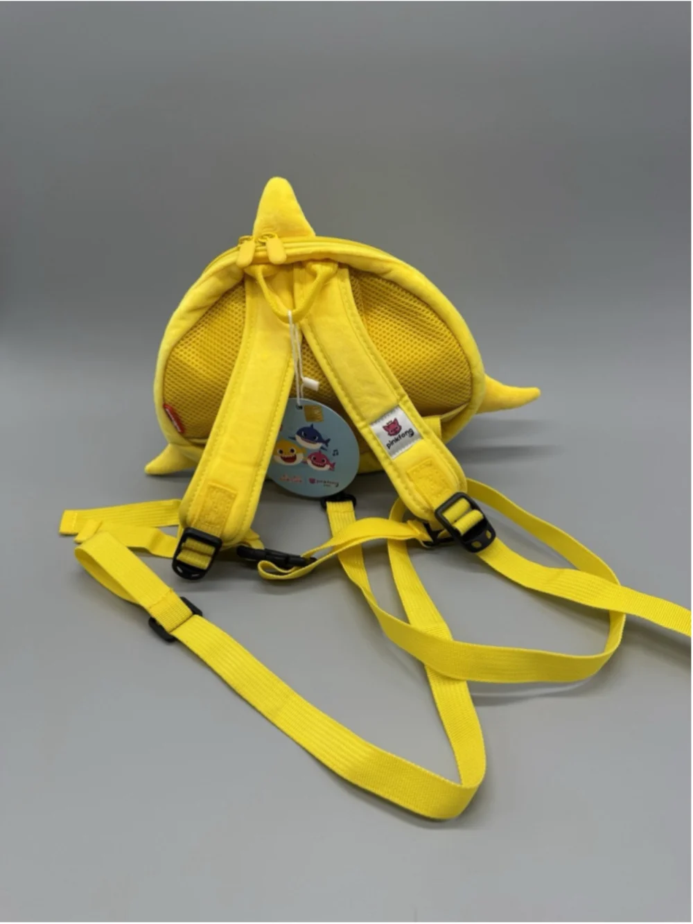 Pinkfong Baby Shark Yellow Small Kids Plush Backpack Polyester Zip Pockets